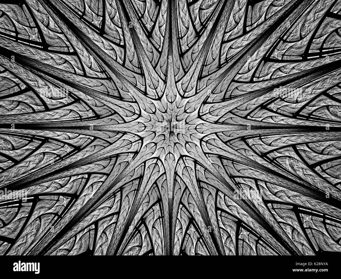 A forma di stella incandescente fractal in spazio, generato dal computer sfondo astratto, rendering 3D Foto Stock