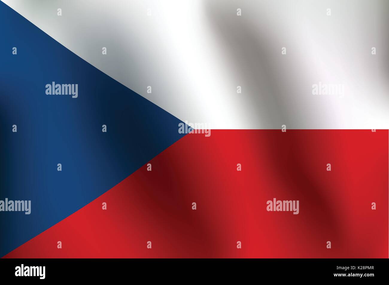 Bandiera della Repubblica ceca con un po' di sbandieratori, ombreggiatura & Bandiera colori strati separati - Illustrazione Vettoriale Illustrazione Vettoriale