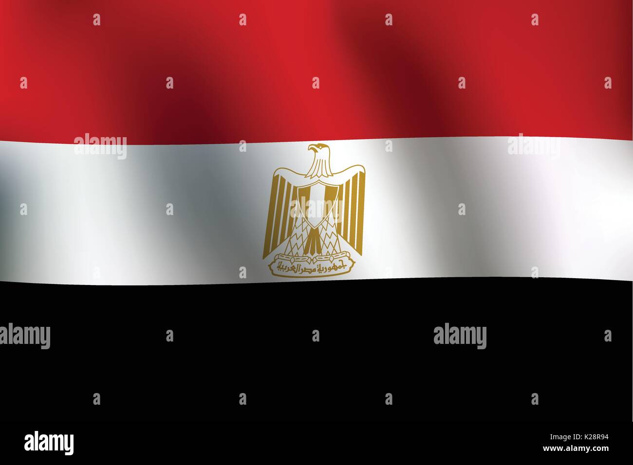 Bandiera di Egitto con un po' di sbandieratori, ombreggiatura & Bandiera colori strati separati - Illustrazione Vettoriale Illustrazione Vettoriale