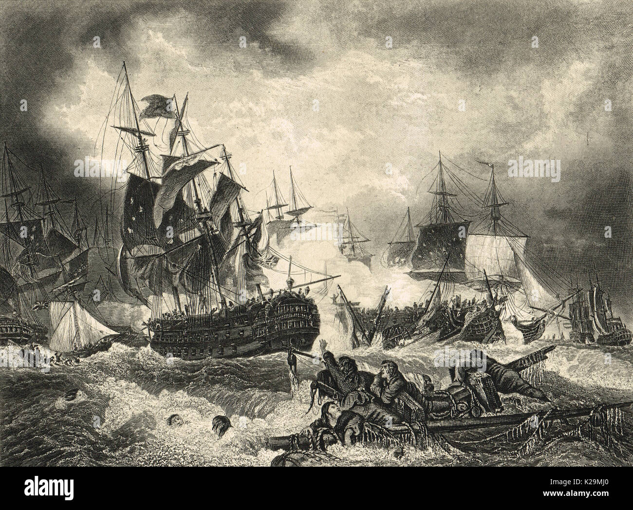 La battaglia di Camperdown, 11 Ottobre 1797 Foto Stock