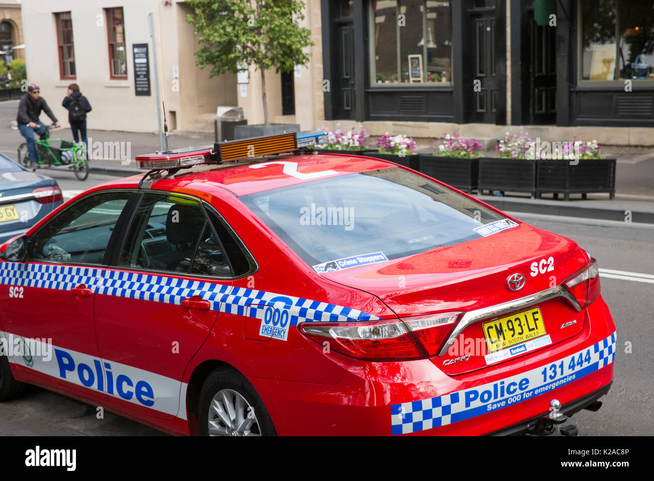 Nuovo Galles del Sud rosso di polizia polizia veicolo auto parcheggiate in Sydney, Australia Foto Stock