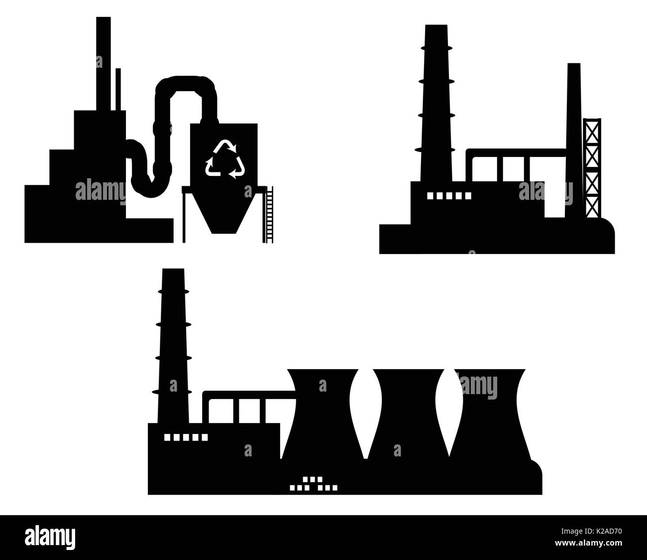 Set di industria silhouettes icona Illustrazione Vettoriale