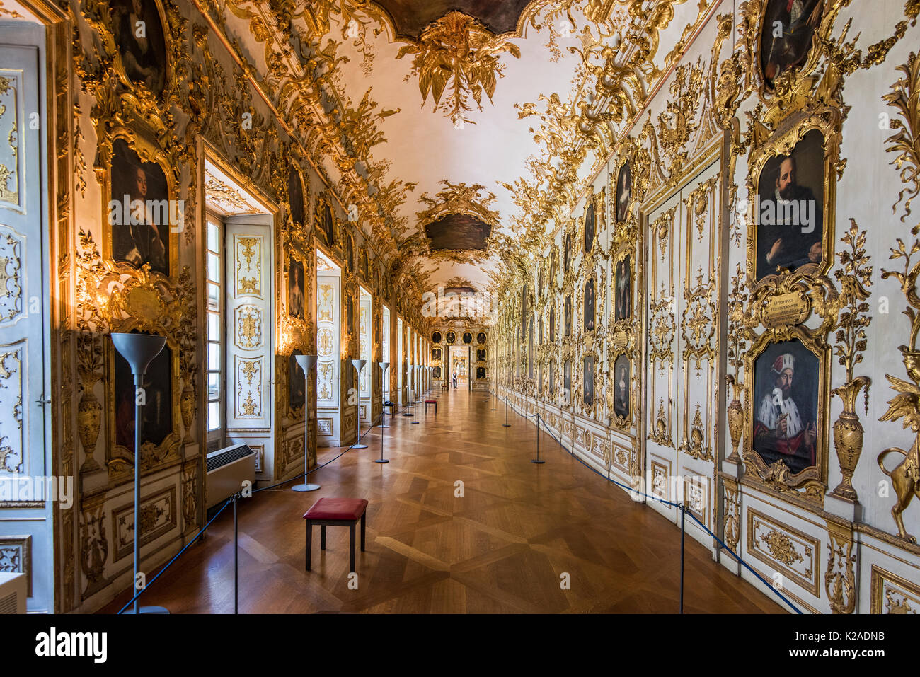 Il Barocco Galleria ancestrale, Residenz ex palazzo reale, Monaco di Baviera, Germania Foto Stock