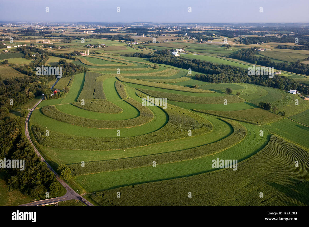 Vista aerea di colture SAGOMATO IN CAMPO, LANCASTER PENNSYLVANIA Foto Stock