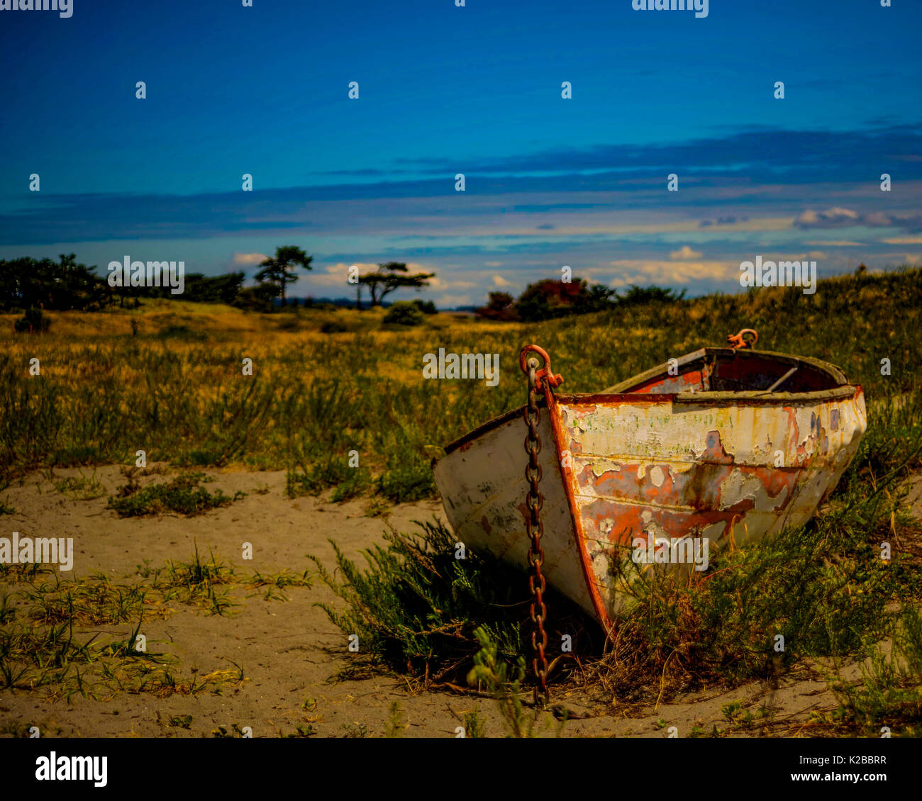 Messa a terra la barca di legno Foto Stock