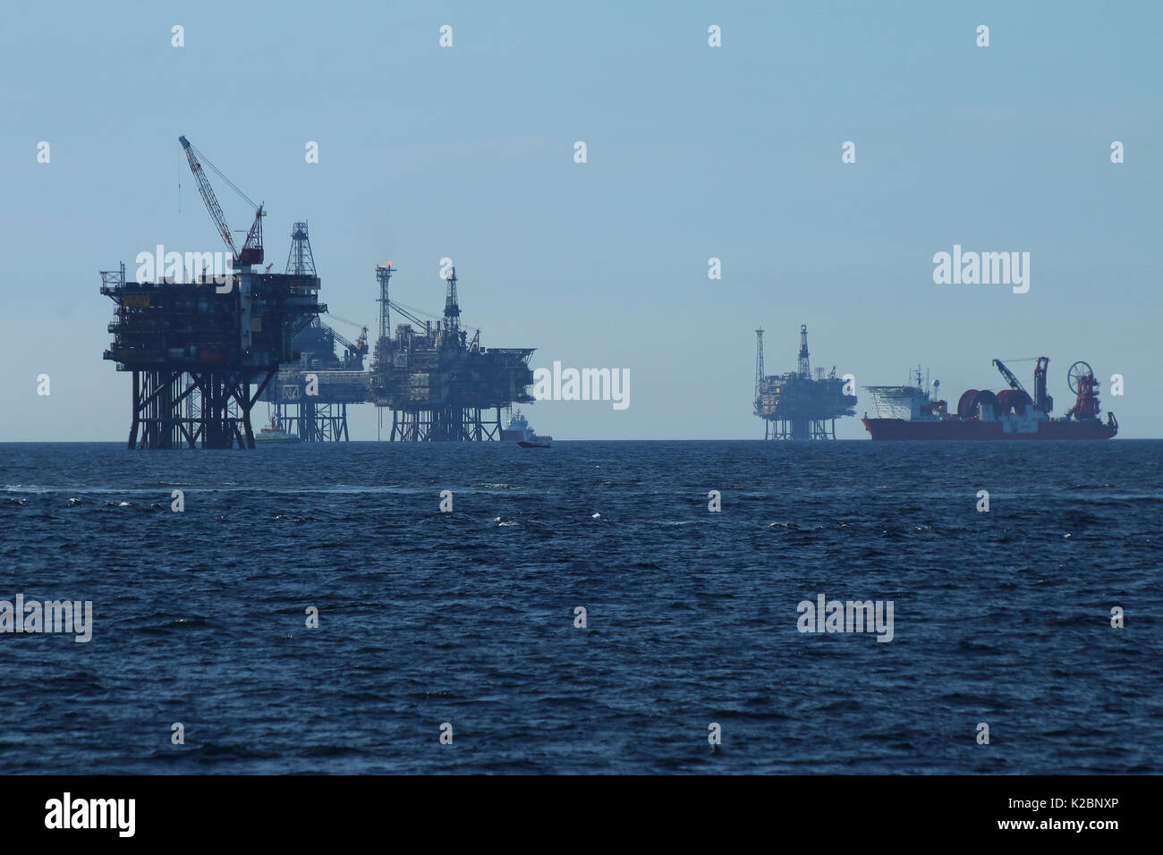 Degli anni quaranta campi petroliferi, circa 100 miglia a est di Aberdeen, Scozia, Regno Unito. Settembre 2015. Foto Stock