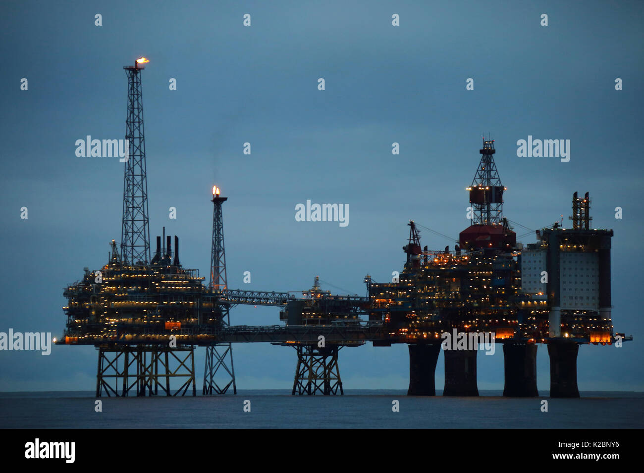 Olio di Sleipner piattaforma di produzione. Mare del Nord, ottobre 2015. Foto Stock