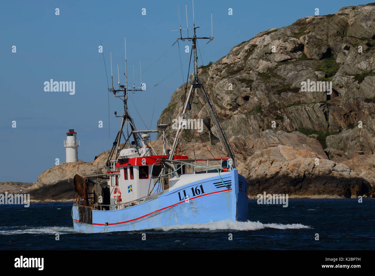 Svedese di nave da pesca in direzione di Porto, l'Europa. Giugno 2014. Foto Stock