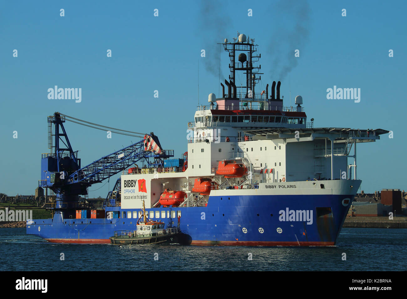 Dive sostegno della nave 'Bibby Polaris' a Peterhead Harbour, ottobre 2014. Tutti i non-usi editoriali deve essere eliminato singolarmente. Foto Stock