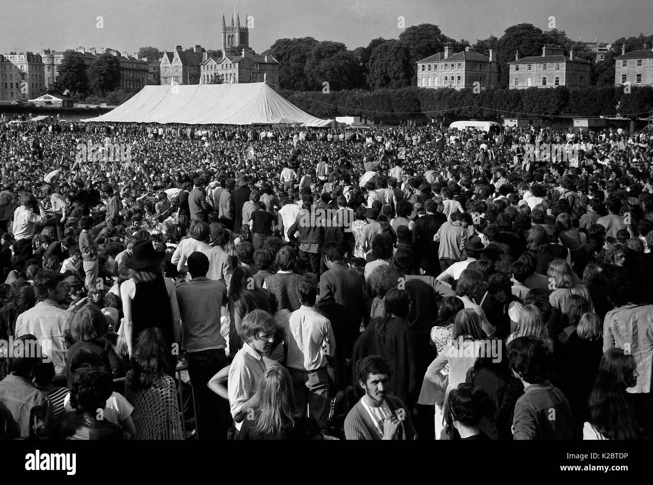 Semi di Glastonbury: la vasca da bagno festival del Blues 1969, tenutosi presso la città di massa di ricreazione sabato 28 giugno. L anno seguente promotore Freddy Bannister ampliato il caso di eseguire nel corso di un fine settimana, spostandolo verso la vasca da bagno e West Showground a Shepton Mallet e rinominarlo bagno Festival del blues e progressive music. Festival che ha ispirato Michael Eavis per avviare un festival del proprio a Glastonbury più tardi nel 1970. Foto Stock
