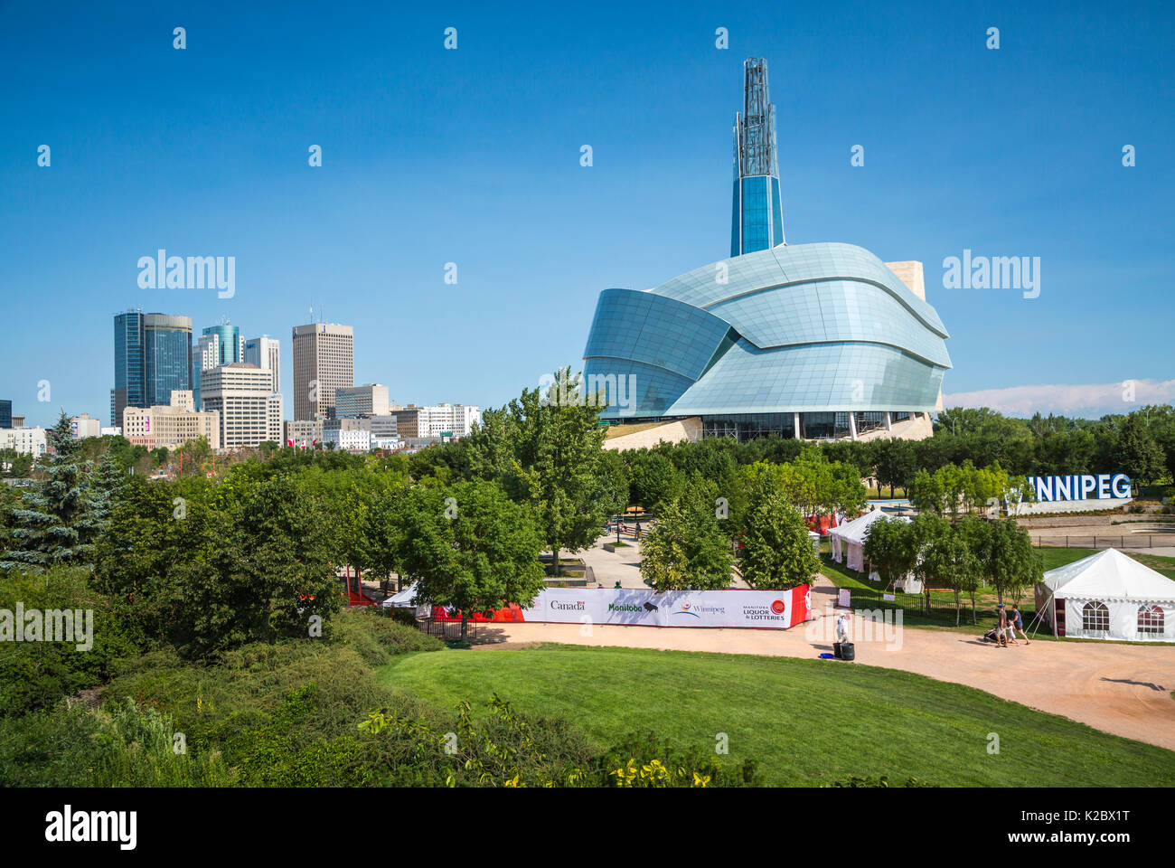 Il Museo Canadese per i Diritti Umani a forche in Winnipeg, Manitoba, Canada. Foto Stock