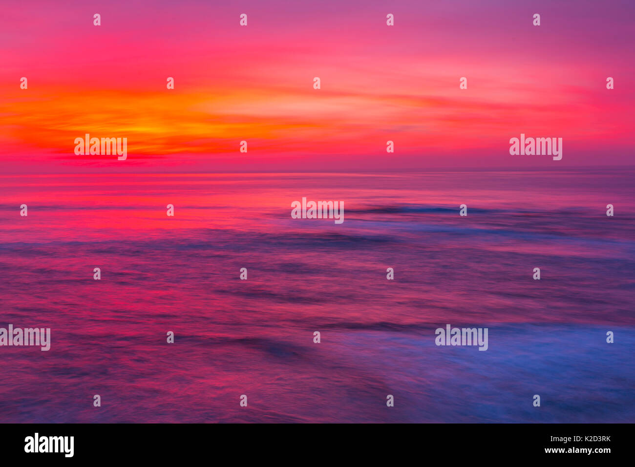 Tramonto sull'Oceano Pacifico, La Jolla, California, Stati Uniti d'America, febbraio 2015. Foto Stock