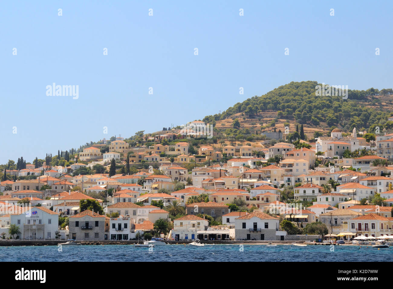 Spetses town, SPETSES, ISOLE DELL'ARGOSARONICO Attica, Peloponneso, Grecia, Agosto 2013. Foto Stock