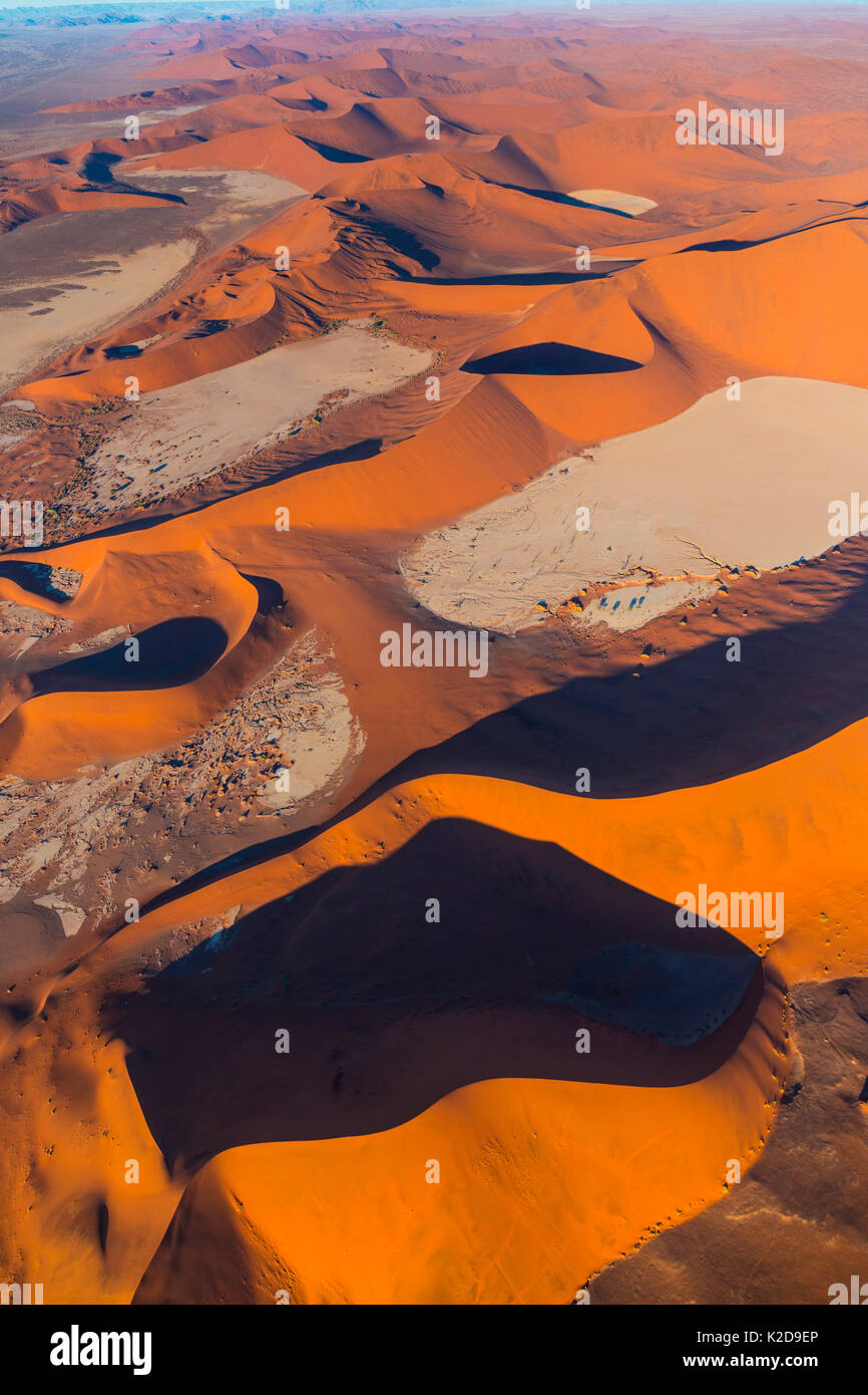 Vista aerea di Deadvlei con dune di sabbia habitat, Namib-Naukluft National Park, Namibia Foto Stock