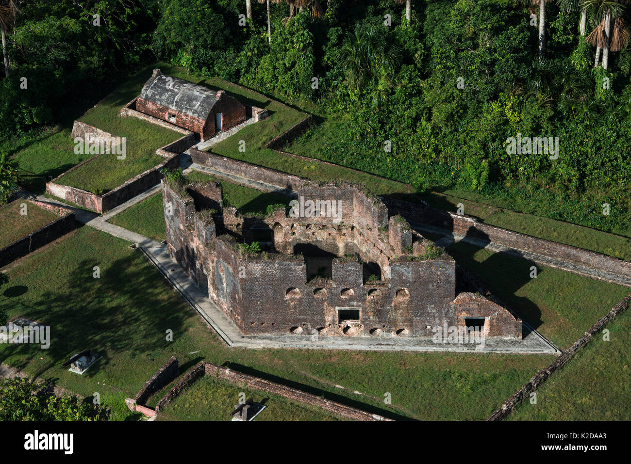 Zeelandia, un olandese fort costruito 1743, Fort isola sul fiume Essequibo, Guyana, Sud America Foto Stock