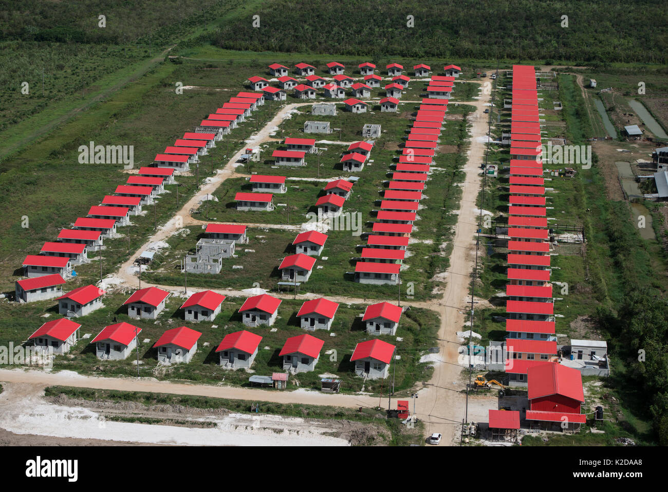 Vista aerea del progetto di alloggiamento vicino a Georgetown, Guyana America del Sud Foto Stock