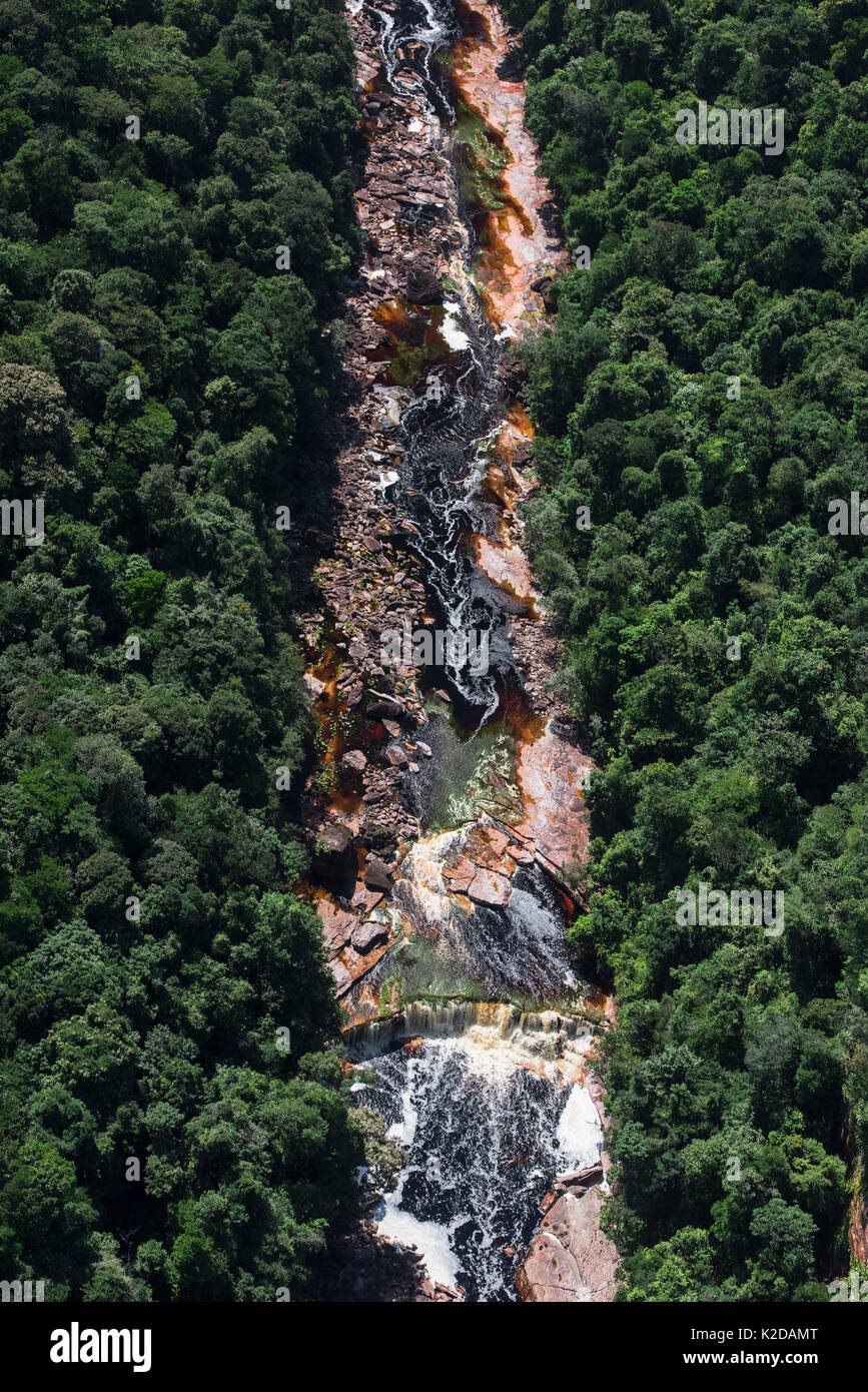 Kurupung fiume sottostante Kumerau cade, Monti Pakaraima Guyana, Sud America Foto Stock