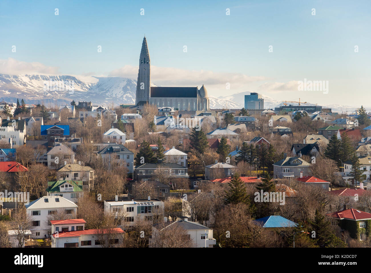 Hallgrimskirkja, Reykjavik, Islanda. Aprile 2016 Foto Stock