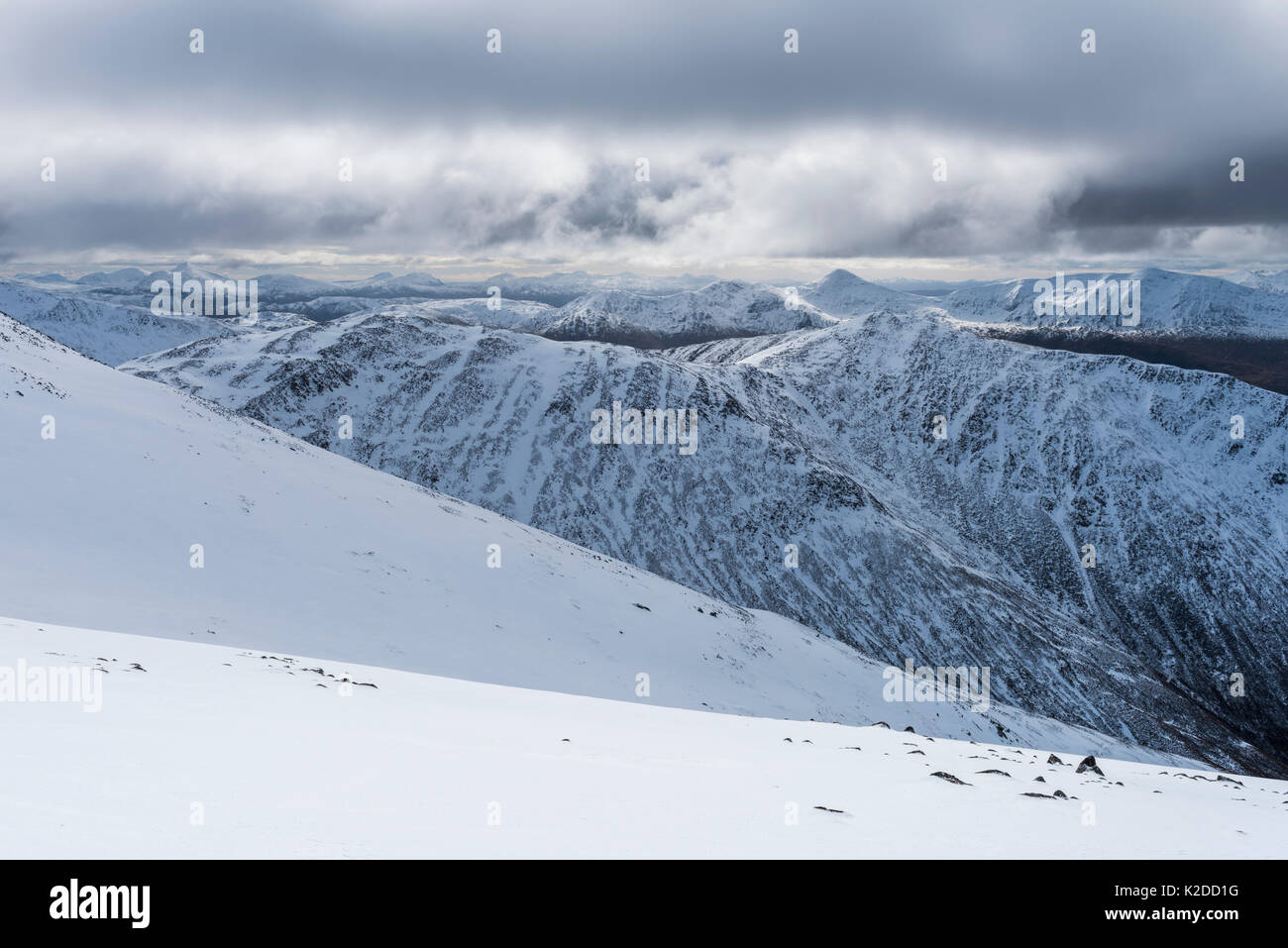 Ben Starav nella neve, Highlands della Scozia, UK, UK, marzo 2016. Foto Stock