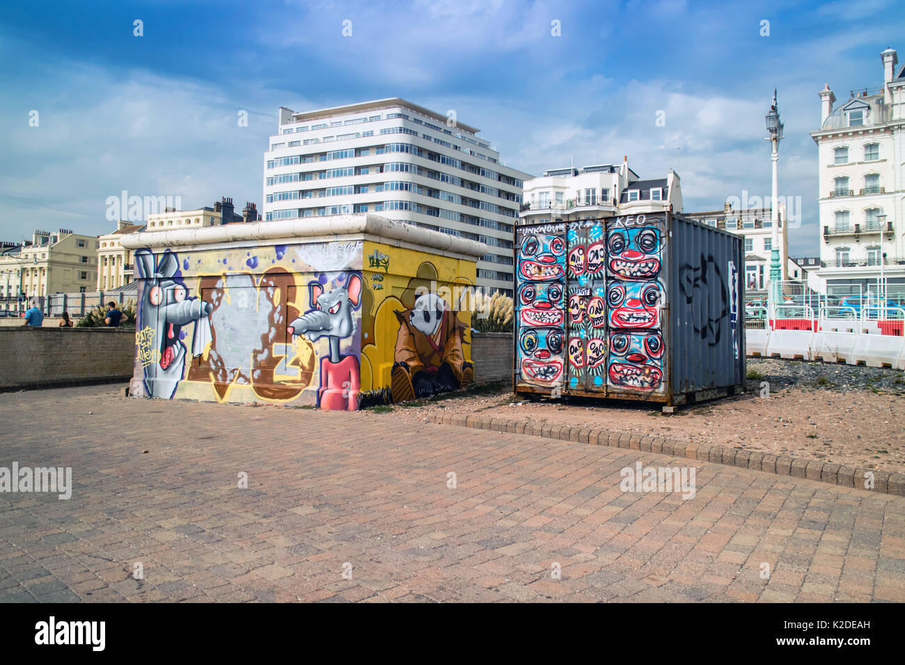 Street Art Graffiti in Brighton Seafront Area, Brighton, Sussex, Regno Unito, 2017 Foto Stock