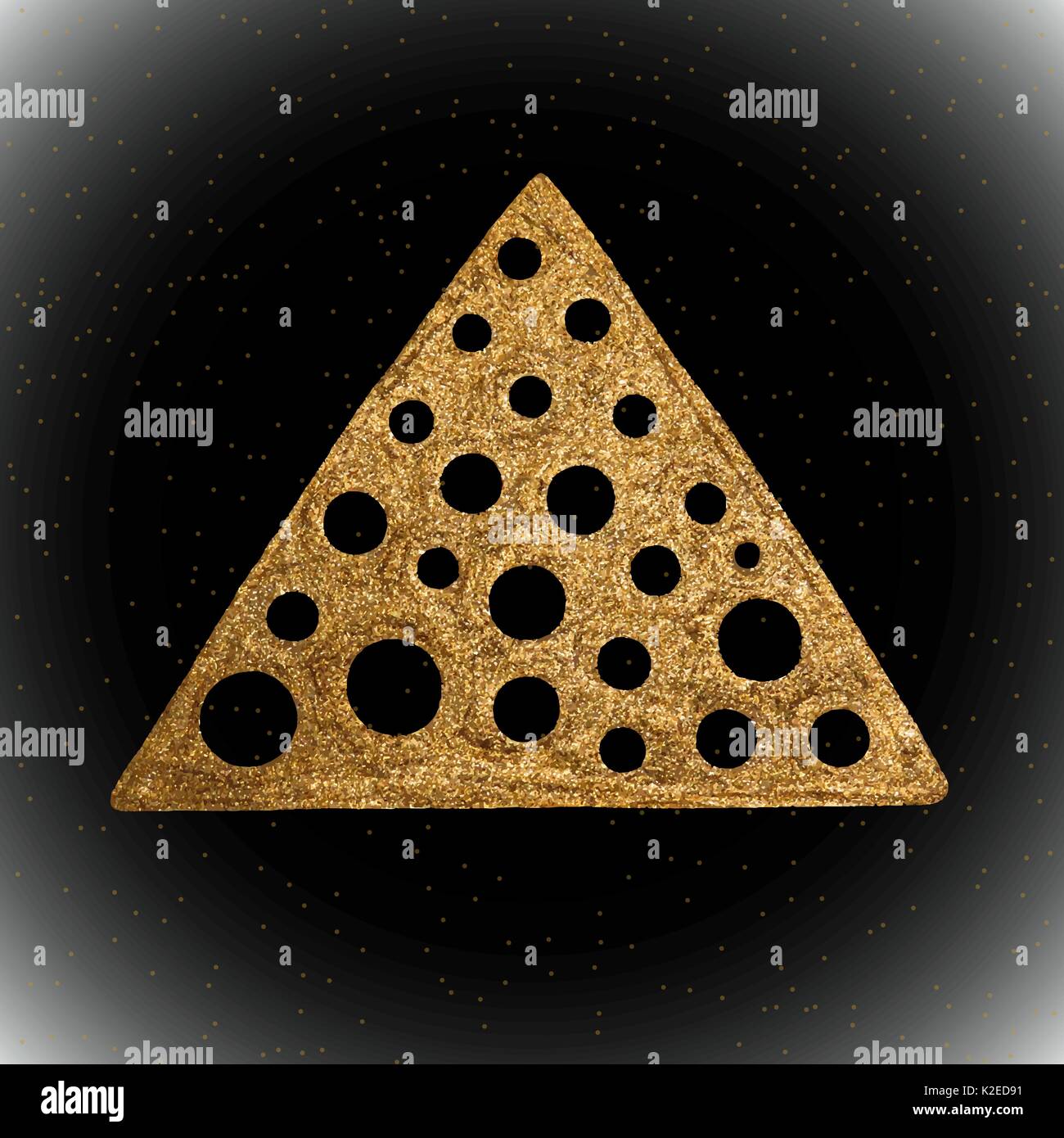 Vector oro disegnato a mano tribali etnici elemento isolato su sfondo nero. Illustrazione Vettoriale