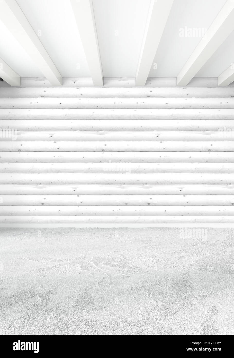 Camera da letto bianco Minimal moderno o in stile loft Interior Design. Il rendering 3D. 3D'illustrazione. Foto Stock