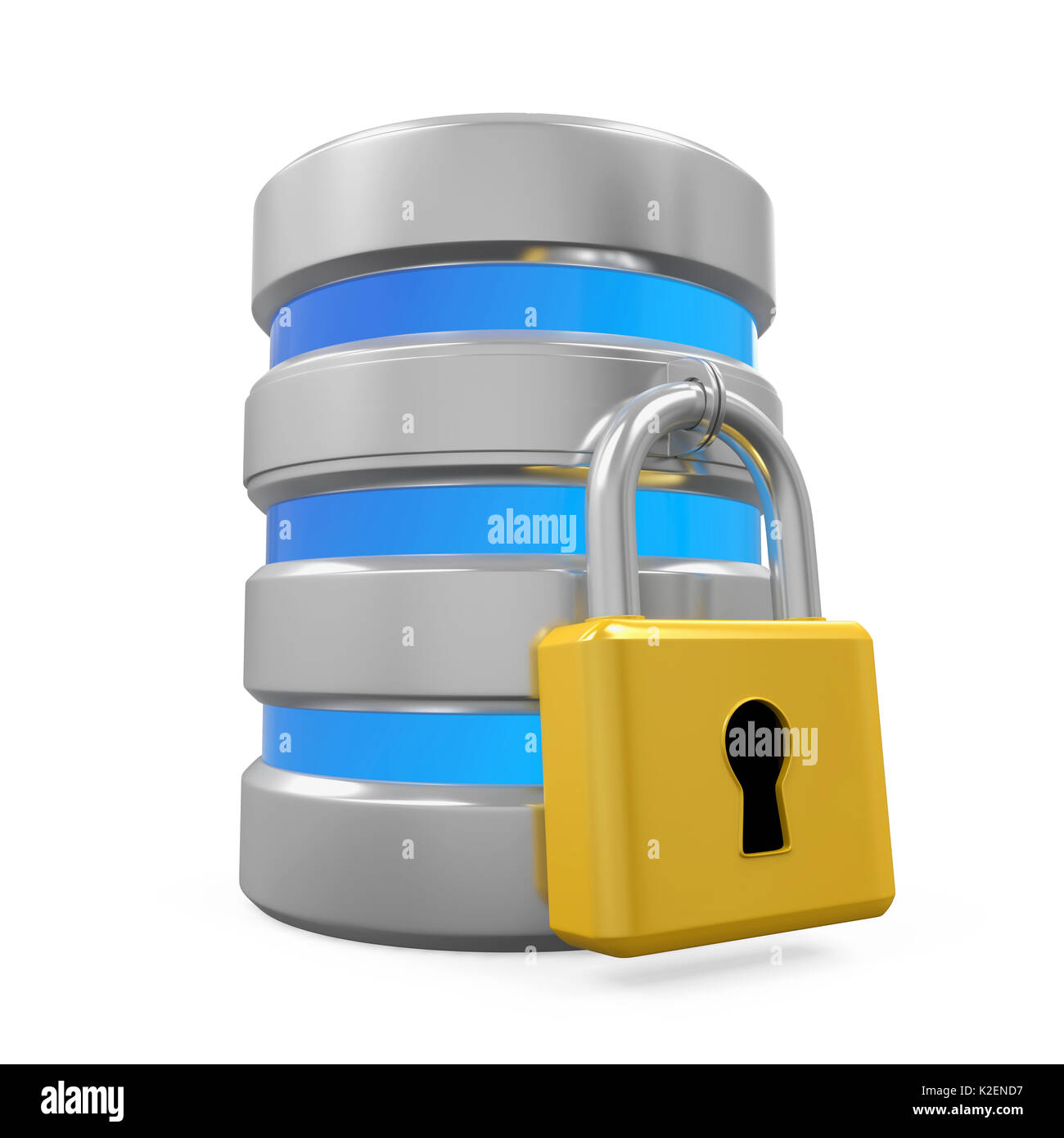 Icona di database e bloccare isolato Foto Stock