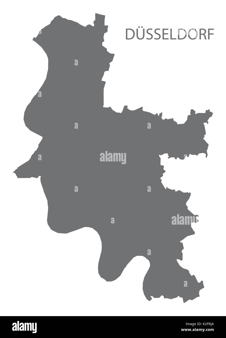 Dusseldorf City mappa illustrazione grigio forma silhouette Illustrazione Vettoriale