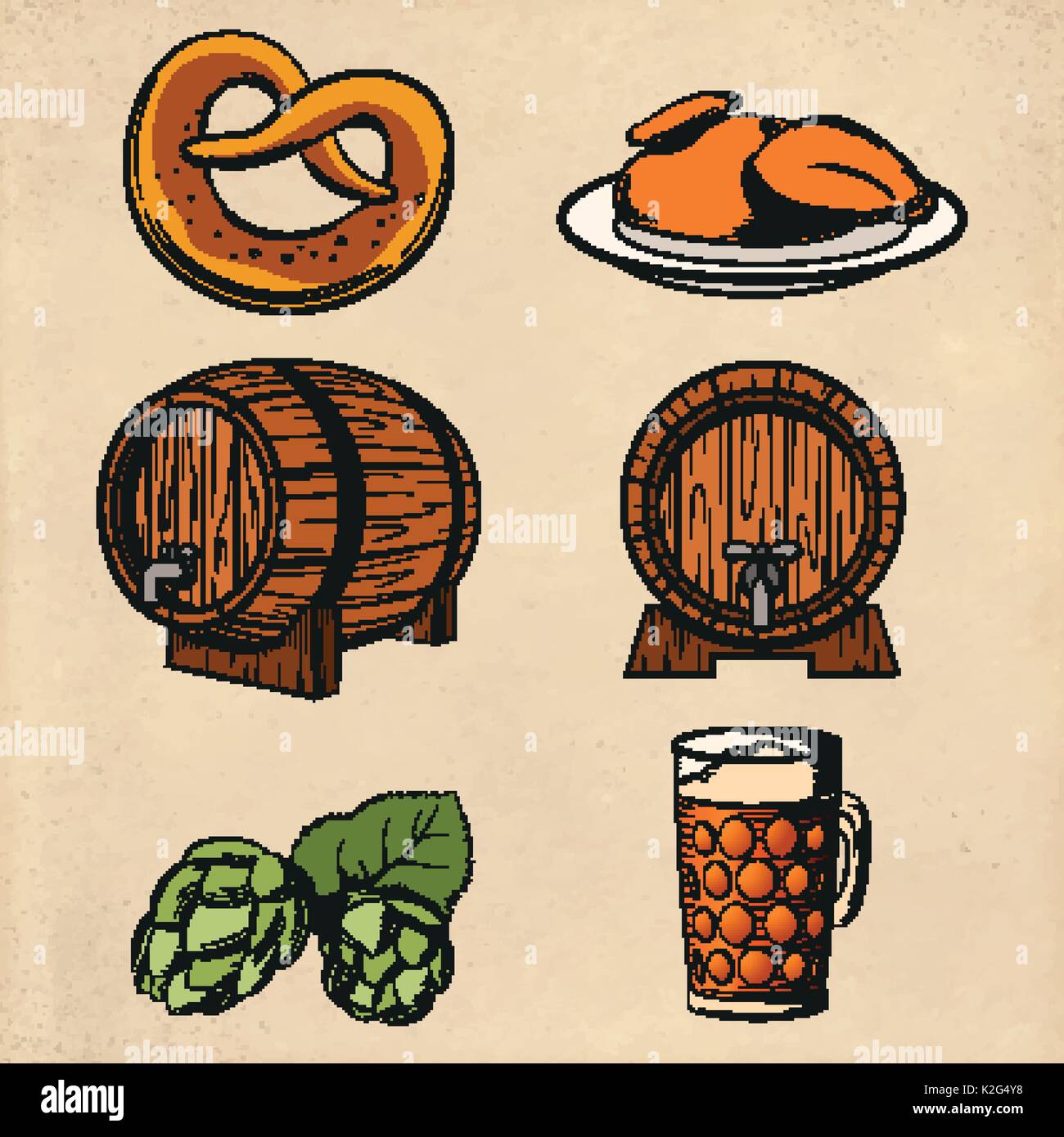 Qualche linea di birra le icone a colori Illustrazione Vettoriale