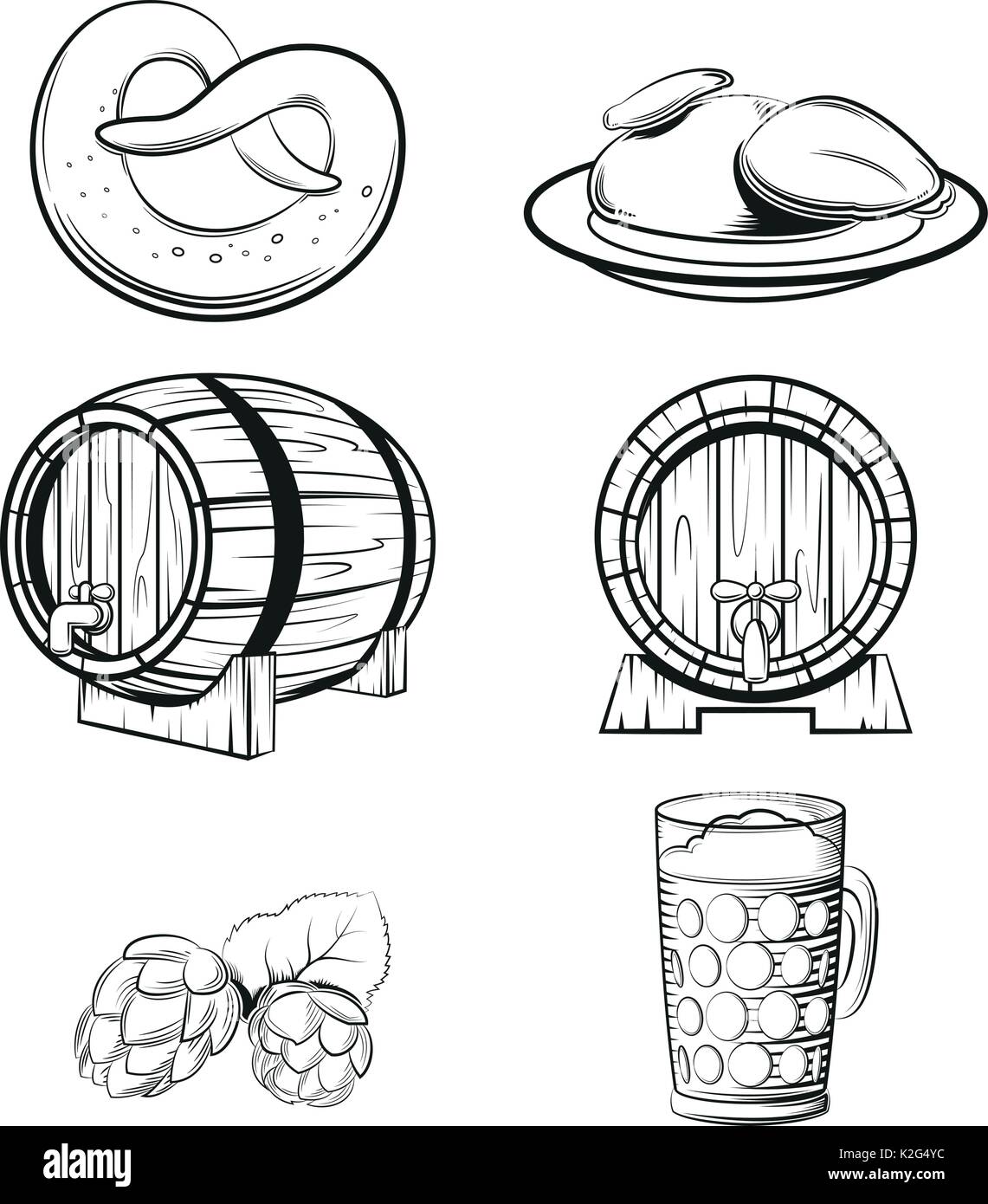 Qualche birra icone di linea Illustrazione Vettoriale