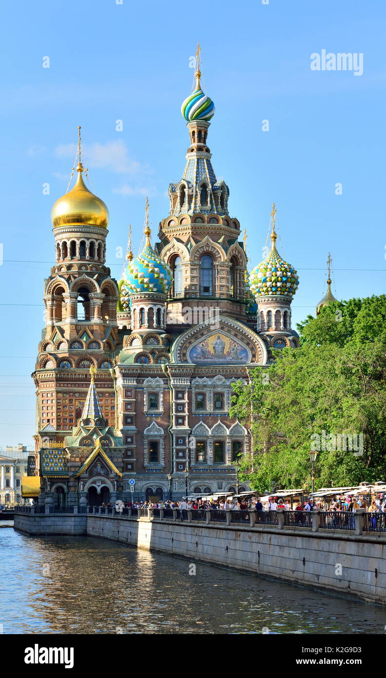 La Cattedrale del Salvatore sul Sangue sul canale Griboedov quay Foto Stock