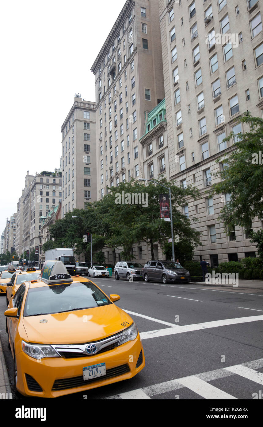 Yellow Cabs sulla Fifth Avenue a New York - USA Foto Stock