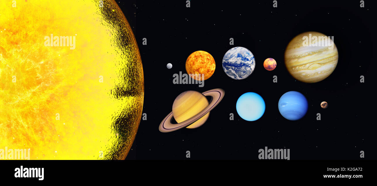 Le masse del sistema solare Foto Stock