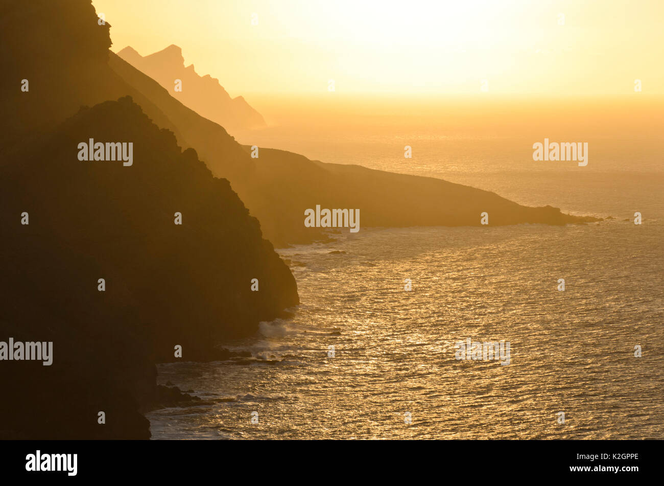 Costa Ovest al tramonto, gran canaria, Spagna Foto Stock