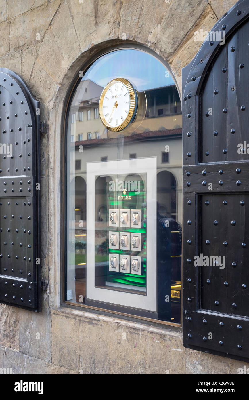 Orologio Rolex negozio sul Ponte Vecchio, Firenze, Italia Foto stock - Alamy