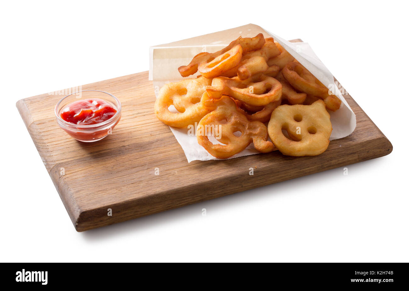 Facce buffe di patate fritte. Foto Stock