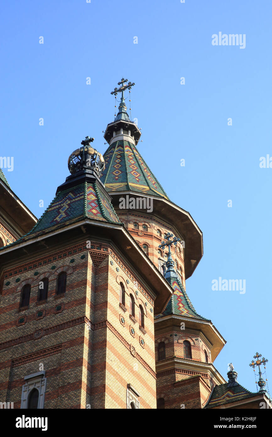 Il rumeno Metropolitan Cattedrale Ortodossa, sulla piazza della Vittoria, in Timisoara, Romania occidentale Foto Stock