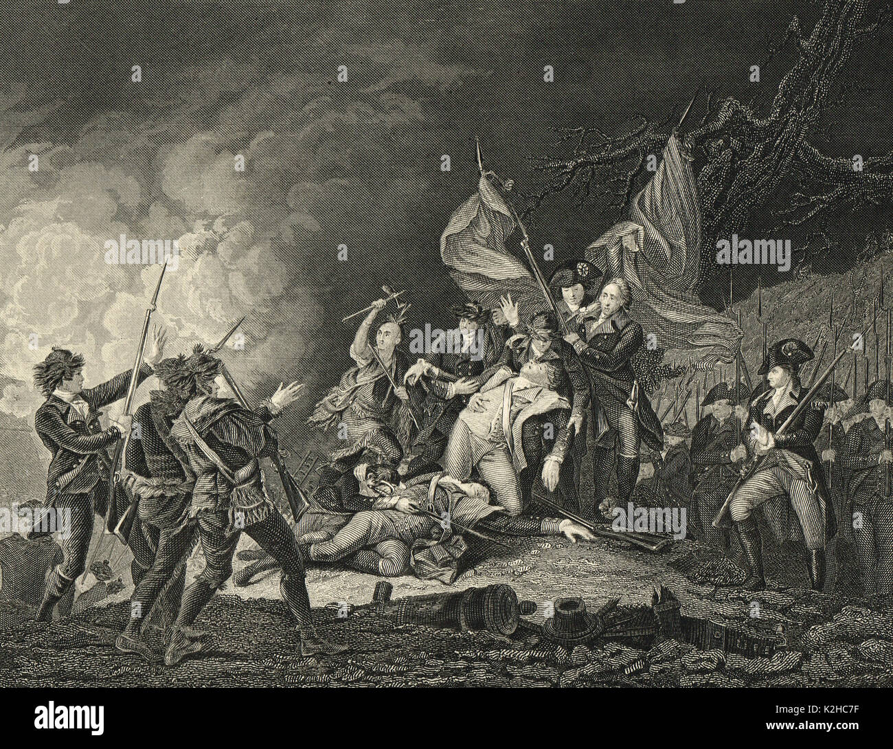 La morte del generale Montgomery nell'attacco in Quebec, Dicembre 31, 1775 Foto Stock