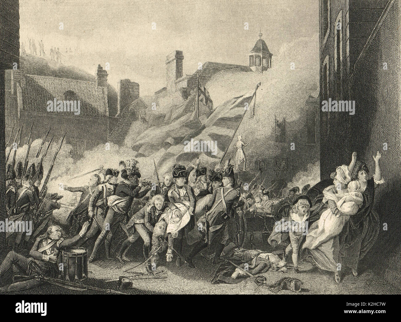La morte di grandi Peirson, Battaglia di Jersey, 6 gennaio 1781 Foto Stock