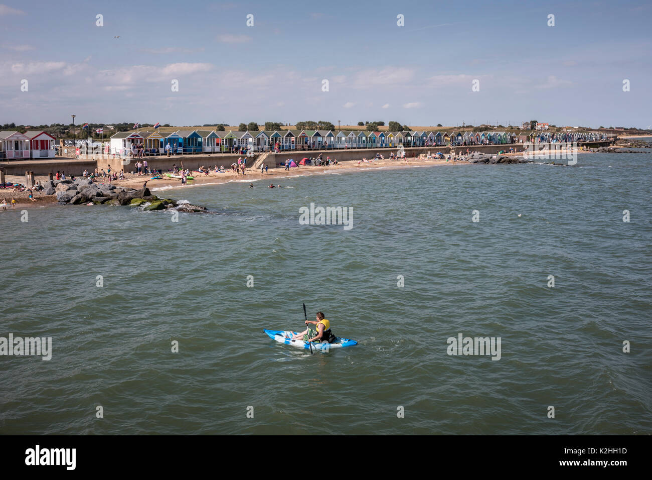 Canoa in mare a Southwold, Suffolk, Inghilterra. Foto Stock