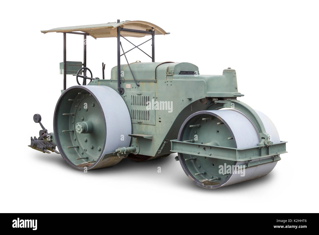 Strada storica rullo nel retro bianco con ombra Foto Stock