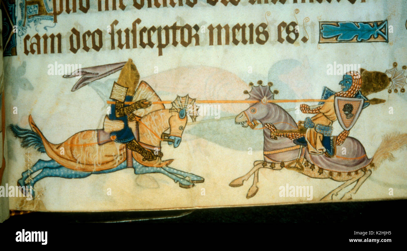 Salterio Luttrell - re Riccardo I di Inghilterra nel combattere con il Saladino Foto Stock