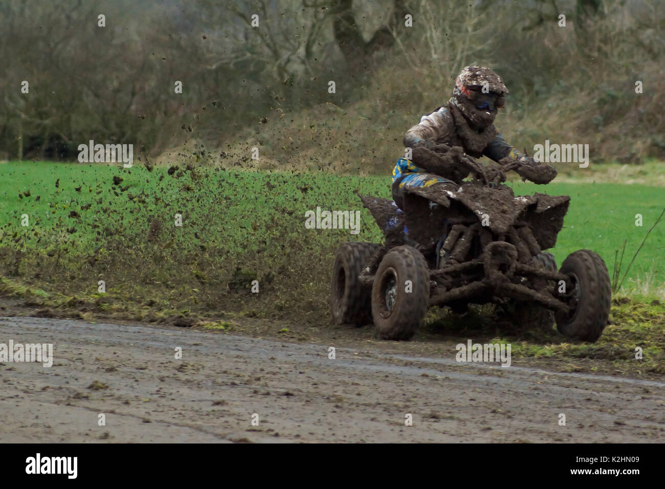 Moto Cross quad bike rider nel Devon, Regno Unito Foto Stock