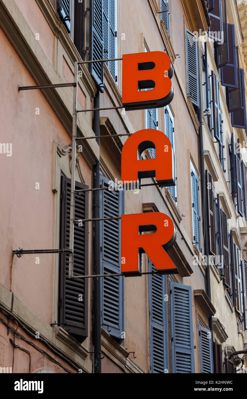 Bar logo in Roma, Italia Foto Stock