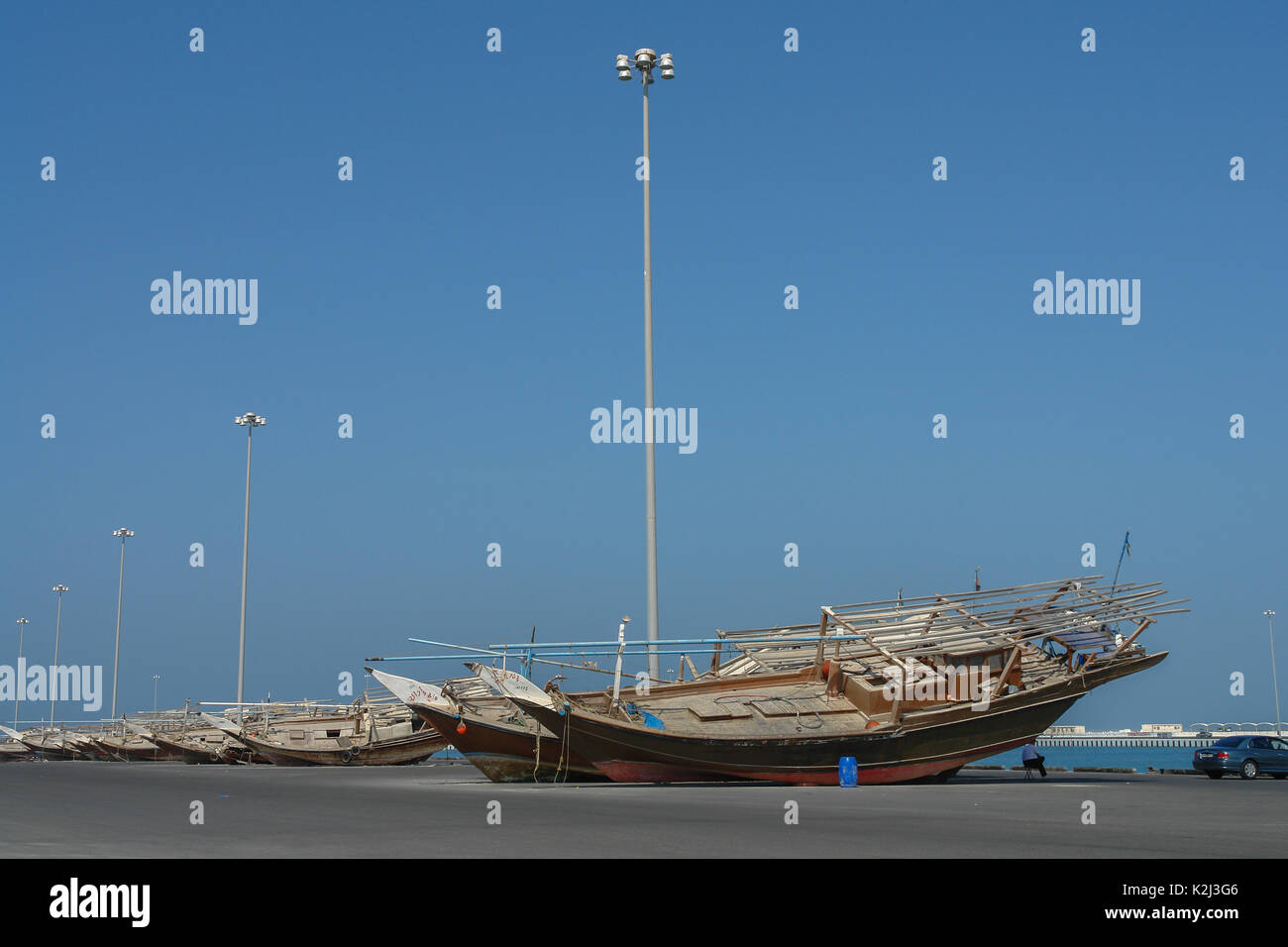 Barche in legno, maestri d'ascia, Abu Dhabi Foto Stock