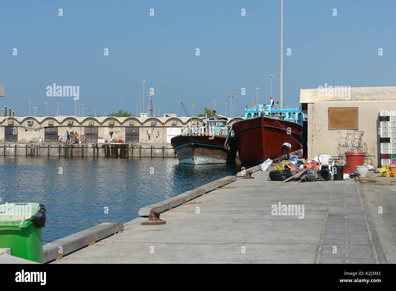 Barche in legno, maestri d'ascia, Abu Dhabi Foto Stock