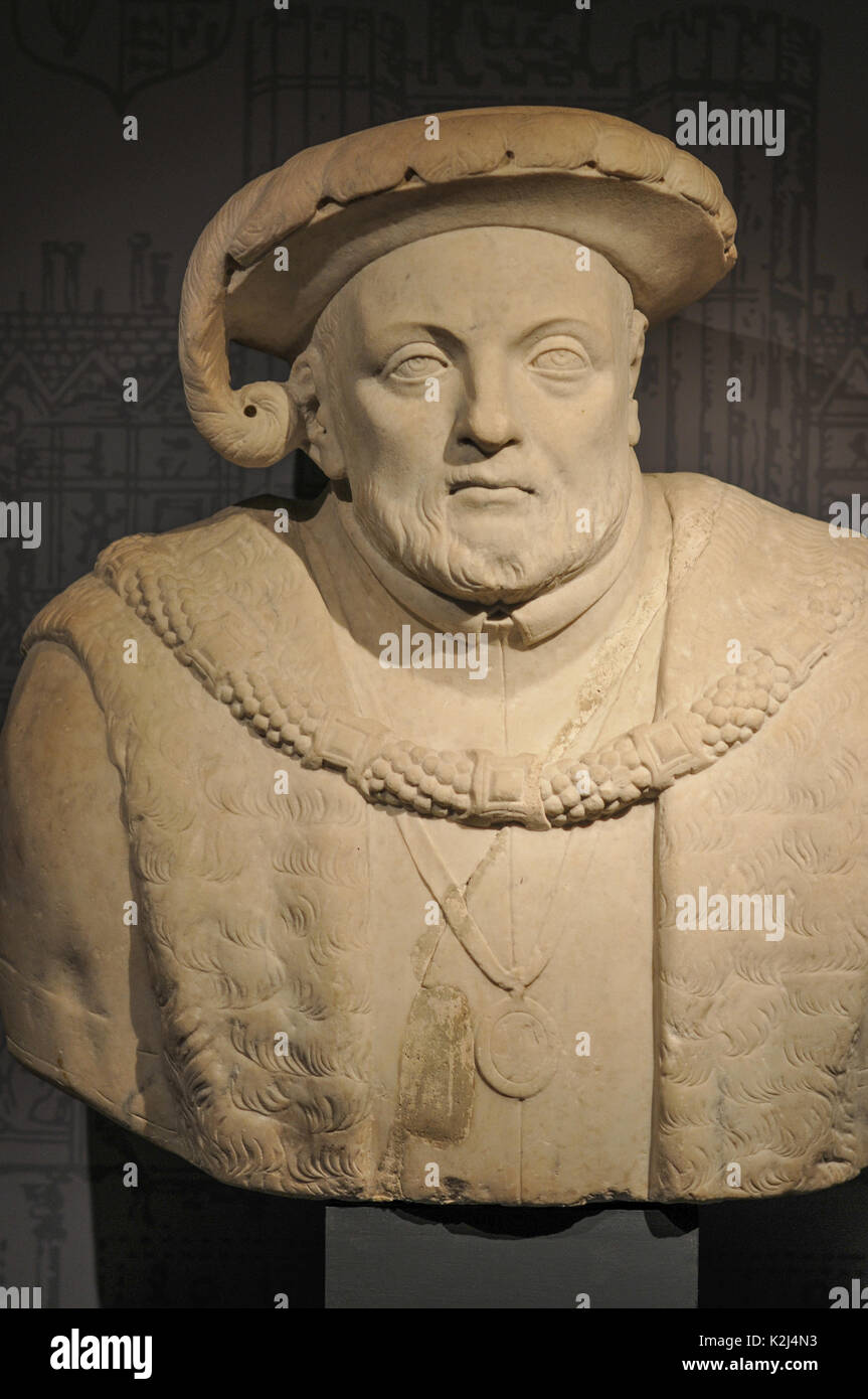 Henry VIII L'ottava busto statua Ashmolean Museum di Oxford Inghilterra REGNO UNITO Foto Stock