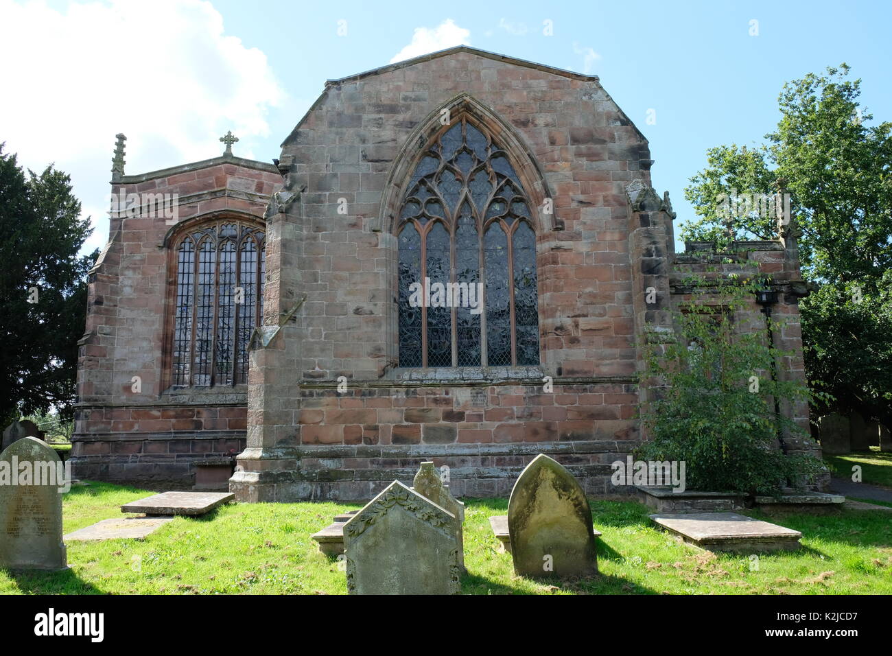 Chiesa di San Bonifacio, Bunbury, Cheshire, Inghilterra, Chiesa parrocchiale, medievale, Cappella Ridley, arenaria, Storia, Rurale, dipinti murali, Chiesa inglese. Foto Stock