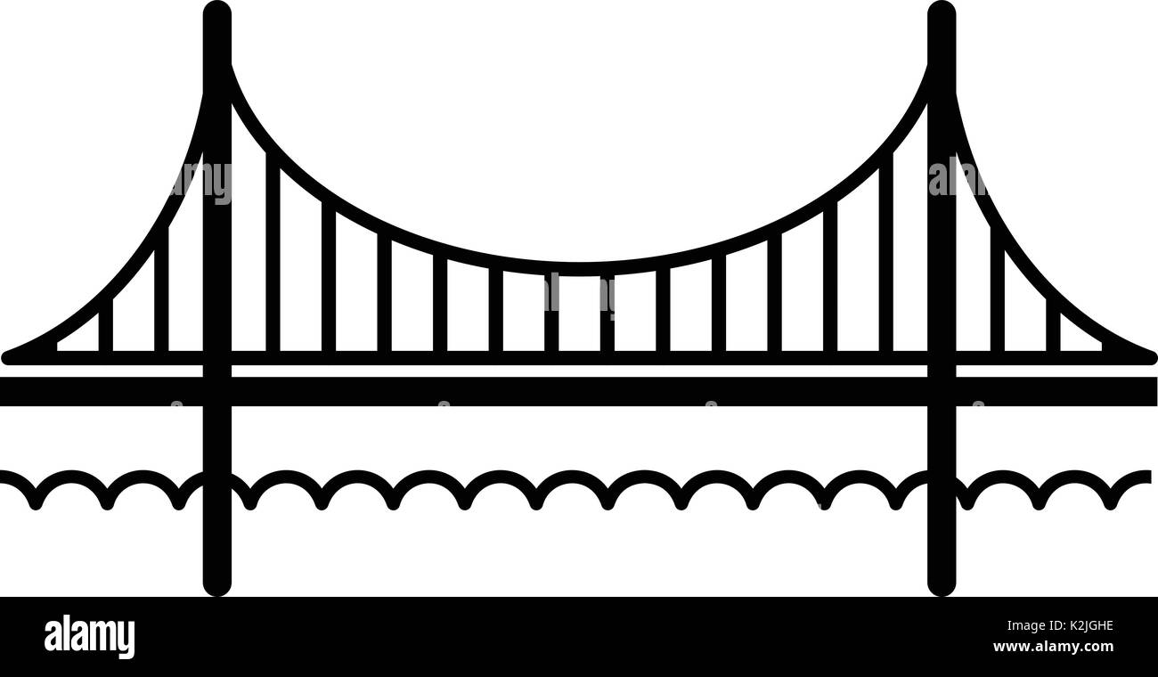 Golden Gate bridge icona, semplice stile nero Illustrazione Vettoriale