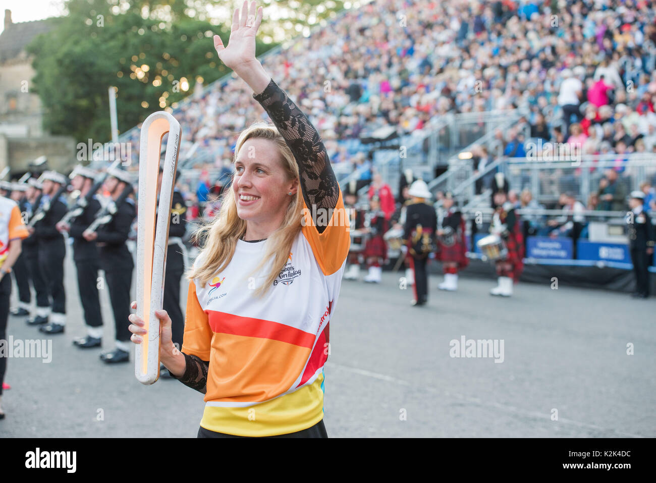 Foto: Dopo cinque emozionanti giorni in Scozia, il Baton della Regina del 2018 della Gold Coast ha fatto la sua apparizione finale al Foto Stock